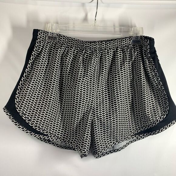 Nike Women's Dri Fit Geometric Running Shorts Black White Size XL - Picture 1 of 7